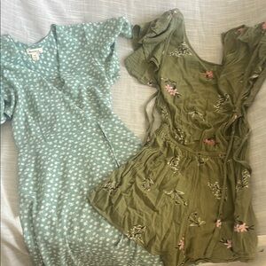 Green and Blue Floral Dresses